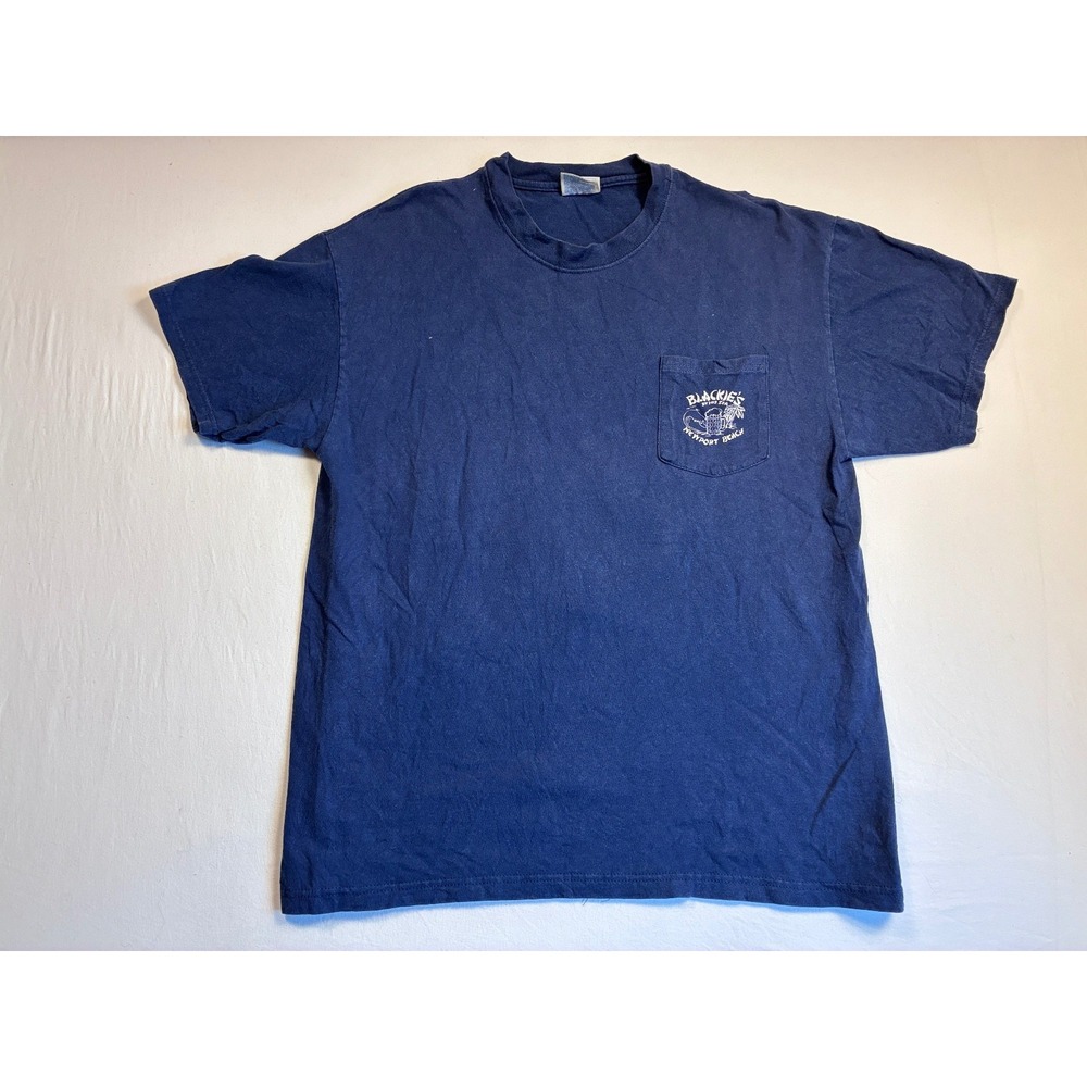 Vintage Hanes Beefy-T Blackies By The Sea Newport Beach Pocket T Shirt Mens L